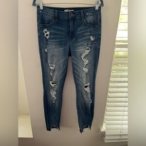 Refuge Distressed Dark Blue Skinny Jeans
